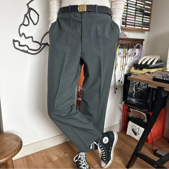 Vintage 60s Military Wool Blend High Waisted Trousers Vietnam Era ~ Size 32 x 29 - Picture 5 of 9